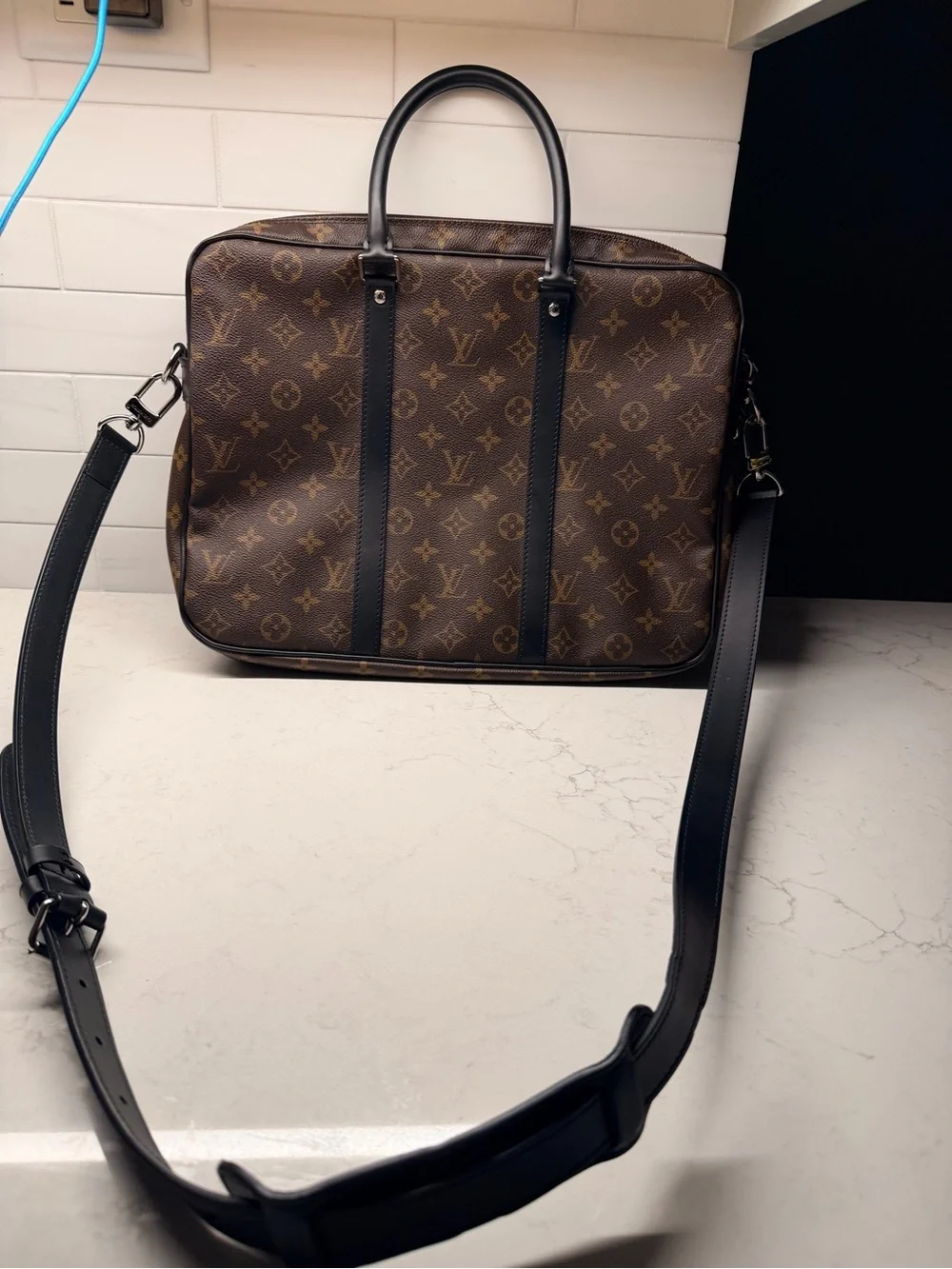 Louis Vuitton Porte Documents Voyage Macassar Monogram Briefcase
